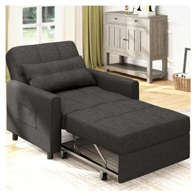 Produktbild von Relaxsessel, Schlafsessel mit verstellbarer Rückenlehne, Fernsehsessel, klappbares Schlafsofa für Wohnzimmer und Schlafzimmer (Dunkelgrau)