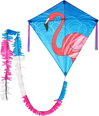 Produktbild von Wolkenstürmer Kinderdrachen Eddy Flamingo (pink-türkis), Einleinerdrachen mit Glasfasergestänge - flugfertig inkl. Schnur