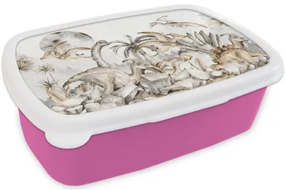 Produktbild von KitchenYeah® Lunchbox Brotzeit Brotdose 17x11 cm Dino - Dschungel - Natur - Tiere - Kinder - Kinder Kinder Brotzeitdose - Lunchpaket - Brotkasten  - Sandwich Box
