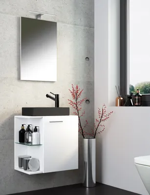 Produktbild von VCM 3-tlg Set | Waschplatz für Gäste WC | Gästebad | Waschtisch mit Spiegel | Badezimmer Set – Hausa SP-BL