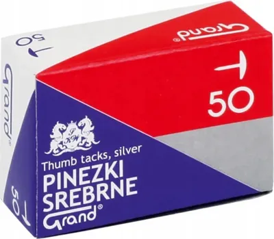 Zdjęcie produktu dla Pinezki biurowe srebrne galwanizowane – 50 szt.