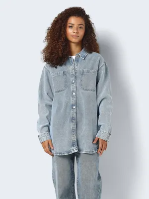 Produktbild von NOISY MAY Jeansjacke Oversize Denim Shacket Design Übergangsjacke Größe: L