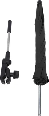 Produktbild von 14-Zoll-Universal-Kinderwagen-Sonnenschirm mit UV-Schutz, verstellbarer Babyschirm, Schwarz (Silberkleber)