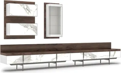 Produktbild von Modern Luxus Wohnwand 2x TV-Ständer Komplett Wandschrank Hänge Vitrine Neu