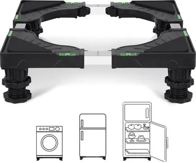 Produktbild von Unyqoos® verstellbares Untergestell für Waschmaschine & Kühlschrank – 40–62 cm, höhenverstellbare Füße 10,4–13 cm, 200 kg, rutschfest