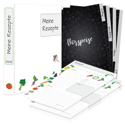 Immagine prodotto di PRICARO Set completo di cartellette per ricette "Querbeet", A4, 8 pezzi
