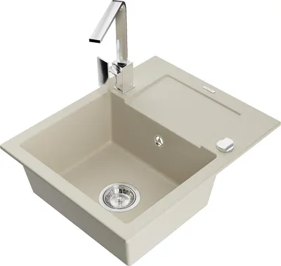 Produktbild von Mexen Enzo 1 Becken-Granitspüle mit Abtropffläche und Mischbatterie Rita, Beige - 6506-69-670300-00