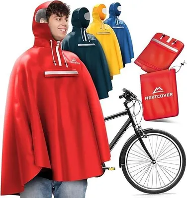 Produktbild von Regenponcho für Erwachsene - Wasserdichter Fahrrad- und Wanderponcho mit AquaShield 2.0 Technologie