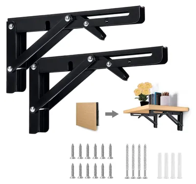 Image de Solidchoice - Console pliable - Charge lourde - Étagère pliante - 250 mm - Table pliante - Fixation murale - Charge maximale : 50 kg - Adaptée pour intérieur et extérieur
