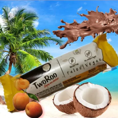 Produktbild von 10 x 30g TwoRoo Vegan "Quark" Schoko Riegel mit Aprikosen / glutenfrei / ohne Zuckerzusatz / vegan