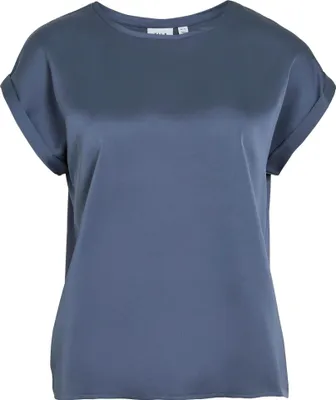 Productafbeelding van VILA satijnen blouse-T-shirt, korte mouwen, basic, glanzend top, kleur: VIELLETTE, maat: 34