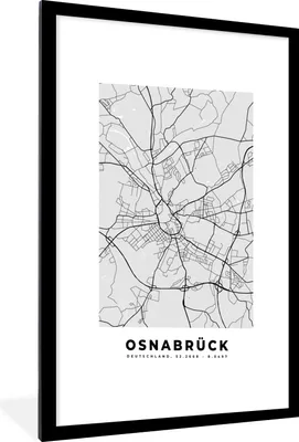 Produktbild von MuchoWow® Gerahmtes Poster Osnabrück - Karte - Stadtplan - Deutschland 60x90 cm - Poster mit Schwarzem Bilderrahmen Wandposter Rahmen Foto Bilder - Dekoration - Wandposter Wohnzimmer - Hochwertig