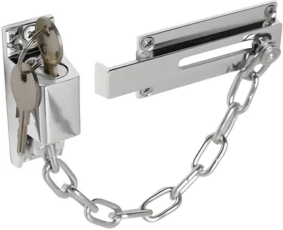 Produktbild von PolkaHome® Sicherheits-Türkette mit externem Schlüssel-Entriegelungsmechanismus, 8 x 4 x 1 cm, Schwarz