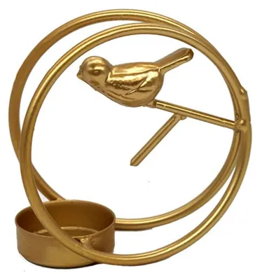 Metallener Vogel-Teelichthalter, Gold, für Teelichter