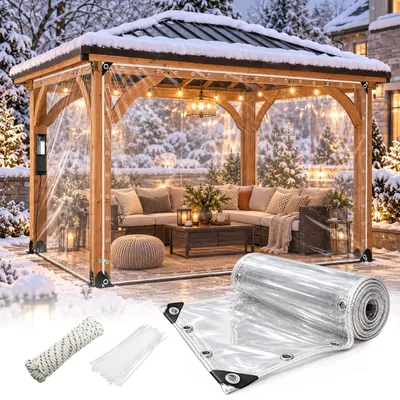 Transparente PVC-Plane 450 g/m² mit Ösen, wasserdicht, 2x6 m