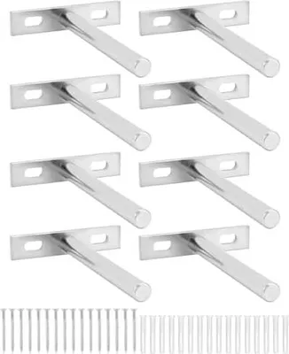 Produktbild von 8 Stück Regalträger Unsichtbar, 100mm Massiveisen Wandmontage Silber Regalhalterung Unsichtbar für Wand Montage Dekoration Kabinett Möbel Regale