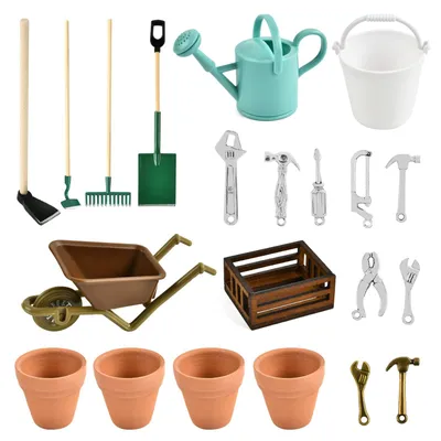 Produktbild von 18-teiliges Miniatur-Gnomzubehör für Garten und Puppenhaus