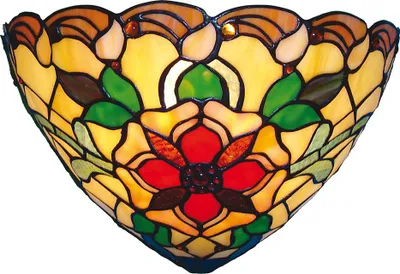 Zdjęcie produktu dla Clayre & Eef Kinkiet Tiffany 30x15x20 cm Żółto-czerwone szkło