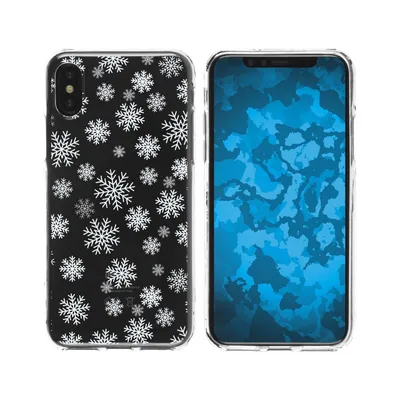 Produktbild von PhoneNatic Case kompatibel mit Apple iPhone Xs Max Silikon-Hülle X Mas Weihnachten Schneeflocken M2