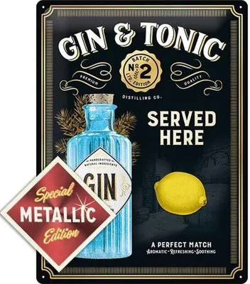 Produktbild von Nostalgic-Art - Blechschild Metallschild 30 x 40cm - Gin Tonic Served Here