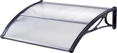 Produktbild von Haustürvordach 120 x 75 cm Hohlkammerplatte Aluabschlussleiste schwarz Haustürdach Pultvordach