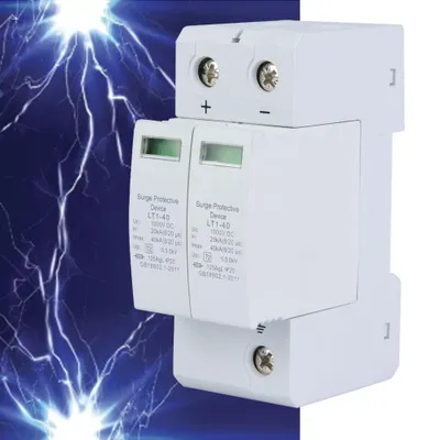 Zdjęcie produktu dla Ochrona przeciwprzepięciowa dla instalacji fotowoltaicznych DC firmy DC Solar - model LT1-40, 2P, 1000VDC, zabezpieczenie 40kA, obudowa ognioodporna