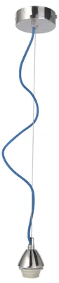Image de Suspension textile "PENDRE", 120 cm, bleu, avec douille E27, en métal et tissu