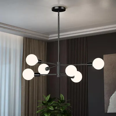 Produktbild von Hängelampe Modern 6 Flammig,Kronleuchter Metall E27 Industriell,Deckenleuchte Pendelleuchte Wohnzimmer Schlafzimmer Esszimmer
