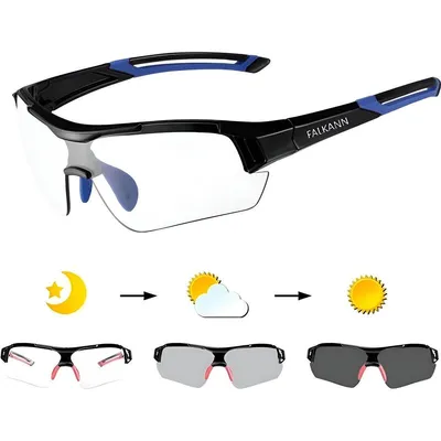 Productafbeelding van Falkann Elite fietssbril fotoglass blauw – sportbril met zelfverduisterende lens – UV400 fietsbril voor dames en heren – inclusief myopie-inzetstuk