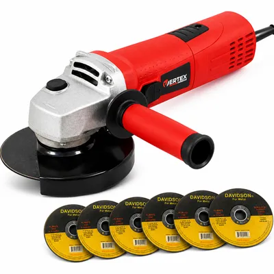 Immagine prodotto di Smerigliatrice Angolare 125mm 900W con 6 Dischi Inclusi Set Completo per Metallo e Pietra - VERTEX