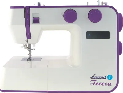 Zdjęcie produktu dla Łucznik , Fioletowy, Biały, Półautomatyczna maszyna do szycia, Owerlok, Szycie, 1 stopień, 0 - 4 mm, Obrotowy