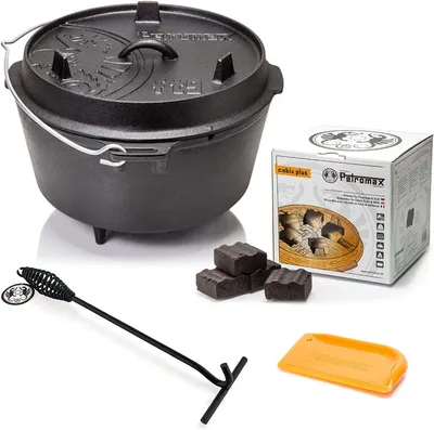 Produktbild von Petromax Dutch Oven FT9-9QT - Feuertopf mit Füßen - Set - Pfanne + Deckelheber