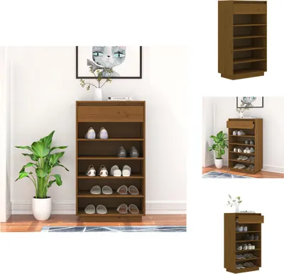 Produktbild von vidaXL Schuhregal Honigbraun 60x34x105 cm Massivholz Kiefer -  Schuhregale & -schränke