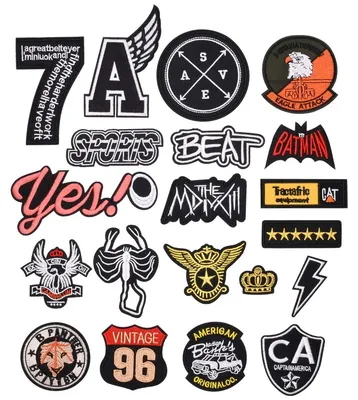 20 Bügelbilder Stickerei-Patches für Jacken, Jeans, Rucksäcke