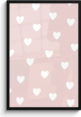 Produktbild von MuchoWow® MuchoWow® Gerahmtes Poster Herz - Muster - Kinder - Rosa - Mädchen - Baby - Mädchen 60x90 cm - Poster mit zchwarzem Bilderrahmen - Kunst