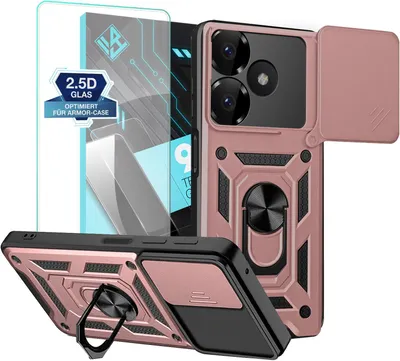 Produktbild von Armor Handyhülle für Xiaomi Redmi 13 mit 9H Displayglas Displayschutz Kameraschutz Handy Panzer Case Cover Schutzhülle Outdoor Farbe: Rosegold