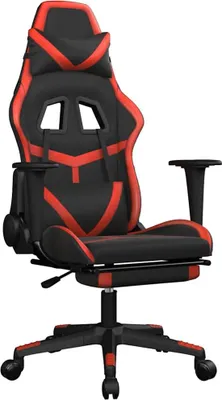 Produktbild von vidaXL Gaming-Stuhl mit Massage & Fußstütze Schwarz & Rot Kunstleder