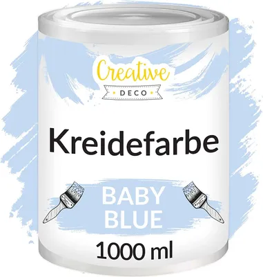Produktbild von Creative Deco Blau Kreidefarbe für Möbel 1000 ml | Möbellack, Möbelfarbe | Für Landhaus, Vintage-Stil, Decoupage, Möbel-Renovierung | Matt Abwaschbar | Wisch-Effekt und Gradient-Effekt möglich