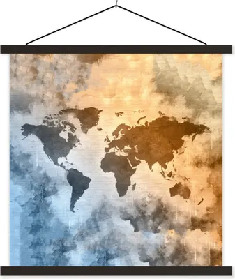 Produktbild von MuchoWow® Textilposter Weltkarte - Farben - Vintage 40x40 cm mit schwarzem Rahmen - Fotos