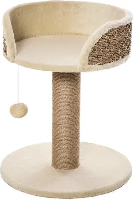 Produktbild von Kratzbaum Klein, 49 Cm Katzenbaum, Katzenkratzbaum Mit Spielball, Liegefläche, Kletterbaum Für Katzen Bis 4 Kg, Katzenmöbel, Jute, Kaffee
