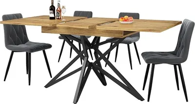 Imagen del producto de Mesa extensible de 120-160 cm, de madera de nogal, para comedor o cocina