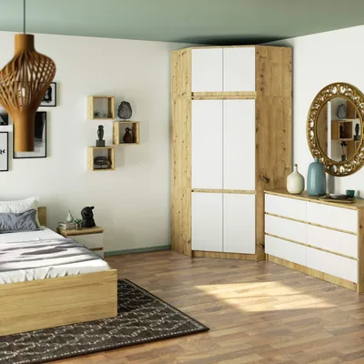 Immagine prodotto di Pratico armadio ad angolo con ripiano superiore, 9 scomparti e 6 ante