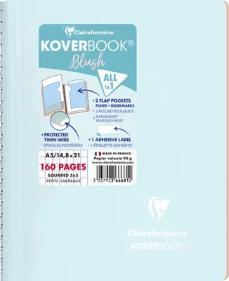 Produktbild von Clairefontaine 5x Koverbook Spiralblock A5 80 Blatt kariert, - Sortiert 366681C