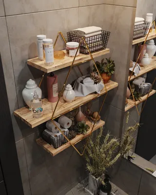 Produktbild von Skye Decor, Prizma Raf, Büyük Boy Salon Tipi, Wandregale, Gold, Holz, 60 x 60 x 16 cm