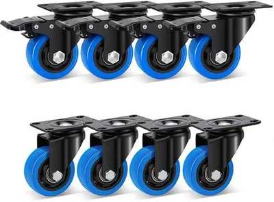 Produktbild von Famanu Set von 8 Schwerlastrollen 75mm mit Bremse - 360° drehbar