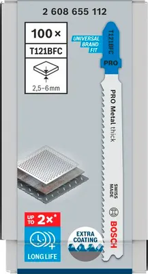 Image de PRO Metal thick T121BFC Lame de scie sauteuse, 92 mm, 100 pcs.
