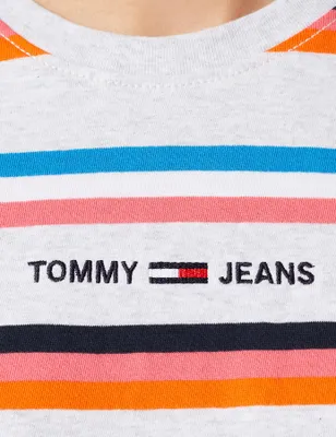 Produktbild von Tommy Jeans Damen-T-Shirt mit bunten Streifen, DW0DW09593-OCS S