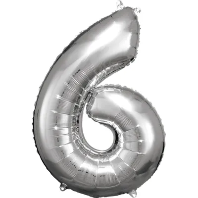 Produktbild von Amscan Foil Balloon Number 6 Junior 55 X 88 Cm Silver