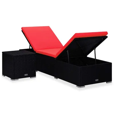Zdjęcie produktu dla VidaXL 310226, Lounge, Obite siedzisko, Poliester, Technorattan, Stal, Czarny, Czerwony, 600 mm, 1950 mm