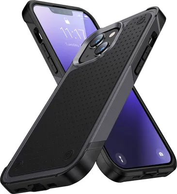 Produktbild von Für iPhone 14 Plus Hülle Militärqualität Stoßfest Hybrid 2 in 1 Hart PC Weich TPU Handyhülle Grau Schwarz